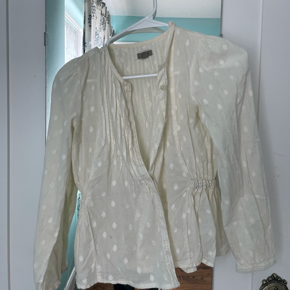 urban outfitters boho button up top in white